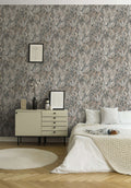 The Ranunculus Arbour | Warm Beige & Deep Black Luxe wallpaper shown hung on a styled interior wall (official room photo)