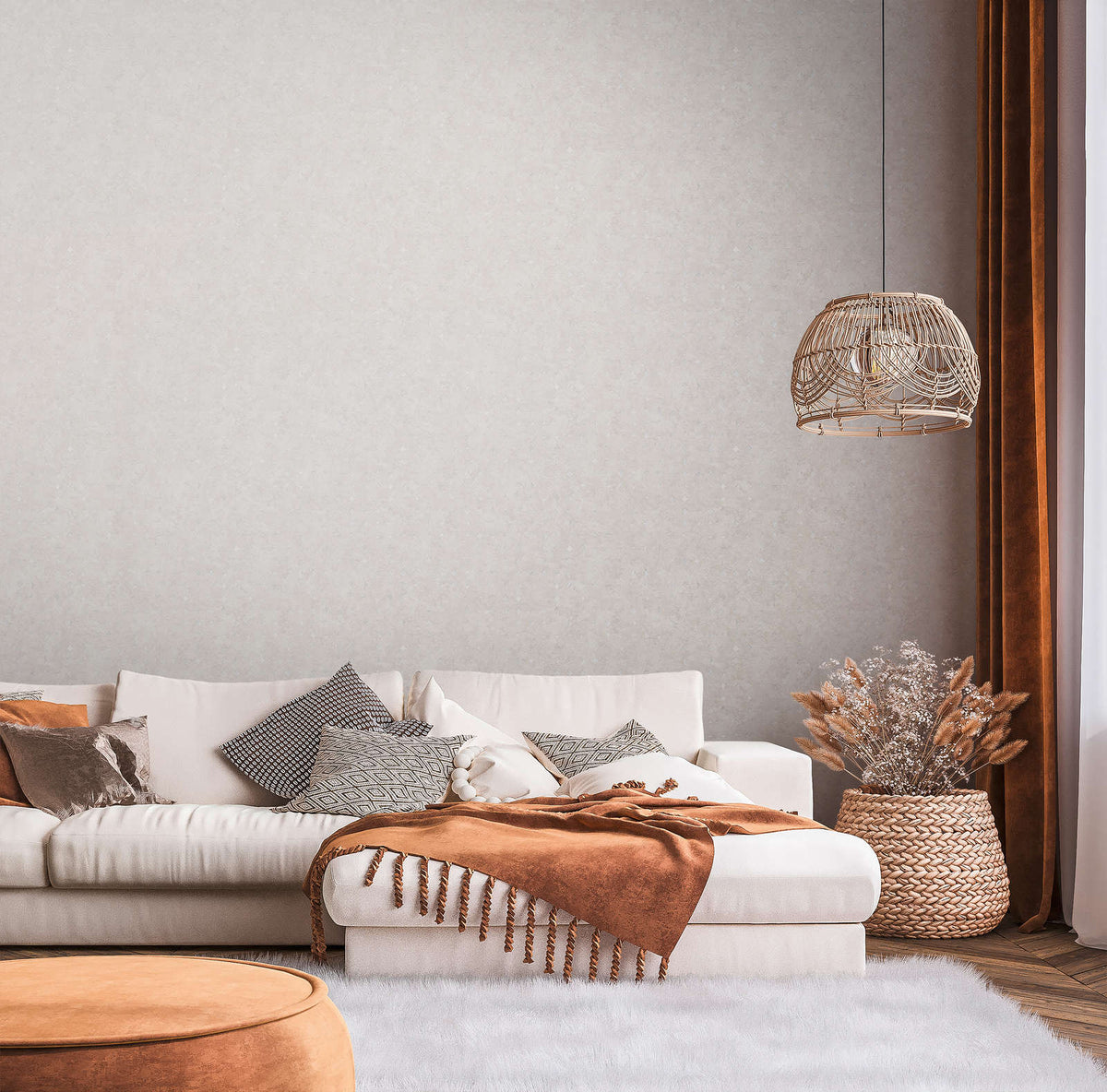 The Octagon Colonnade | Warm Beige & Cream Luxe wallpaper shown hung on a styled interior wall (official room photo)
