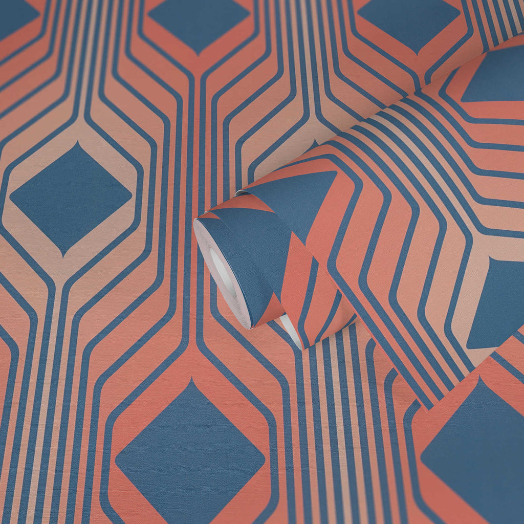 Roll of The Kilim Corridor | Azure & Blush Luxe partly unrolled, 0.53 m × 8.5 m