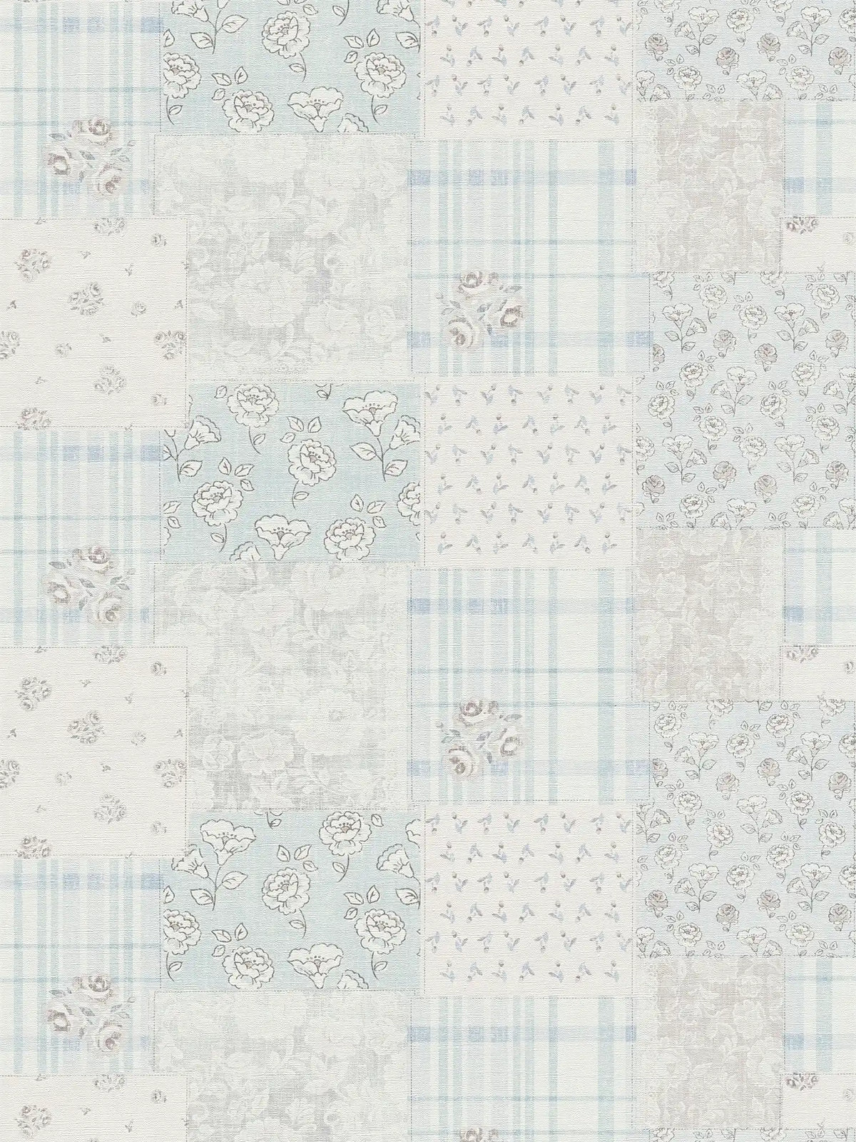 Flat view of the azure & smoked grey pattern repeat of The Tansy Arbour | Azure & Smoked Grey Luxe