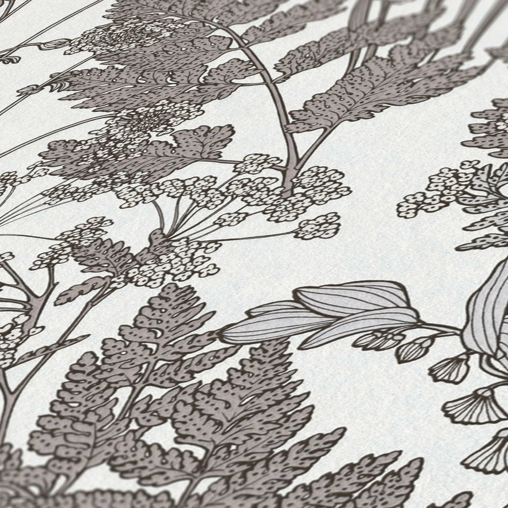Close up of the fern fronds and bellflowers on The Bracken Folio | Mocha Grey Luxe