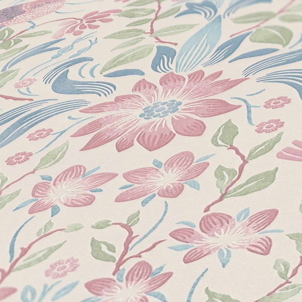 Close up of the surface texture of The Verbena Bower | Azure & Cream Luxe in azure & cream