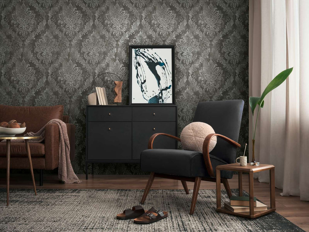 The Noir Arabesque | Charcoal Silver Luxe