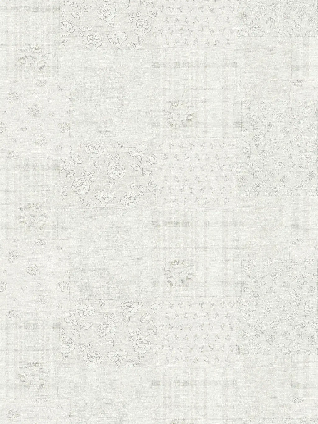 Flat view of the cream & smoked grey pattern repeat of The Trillium Bower | Cream & Smoked Grey Luxe