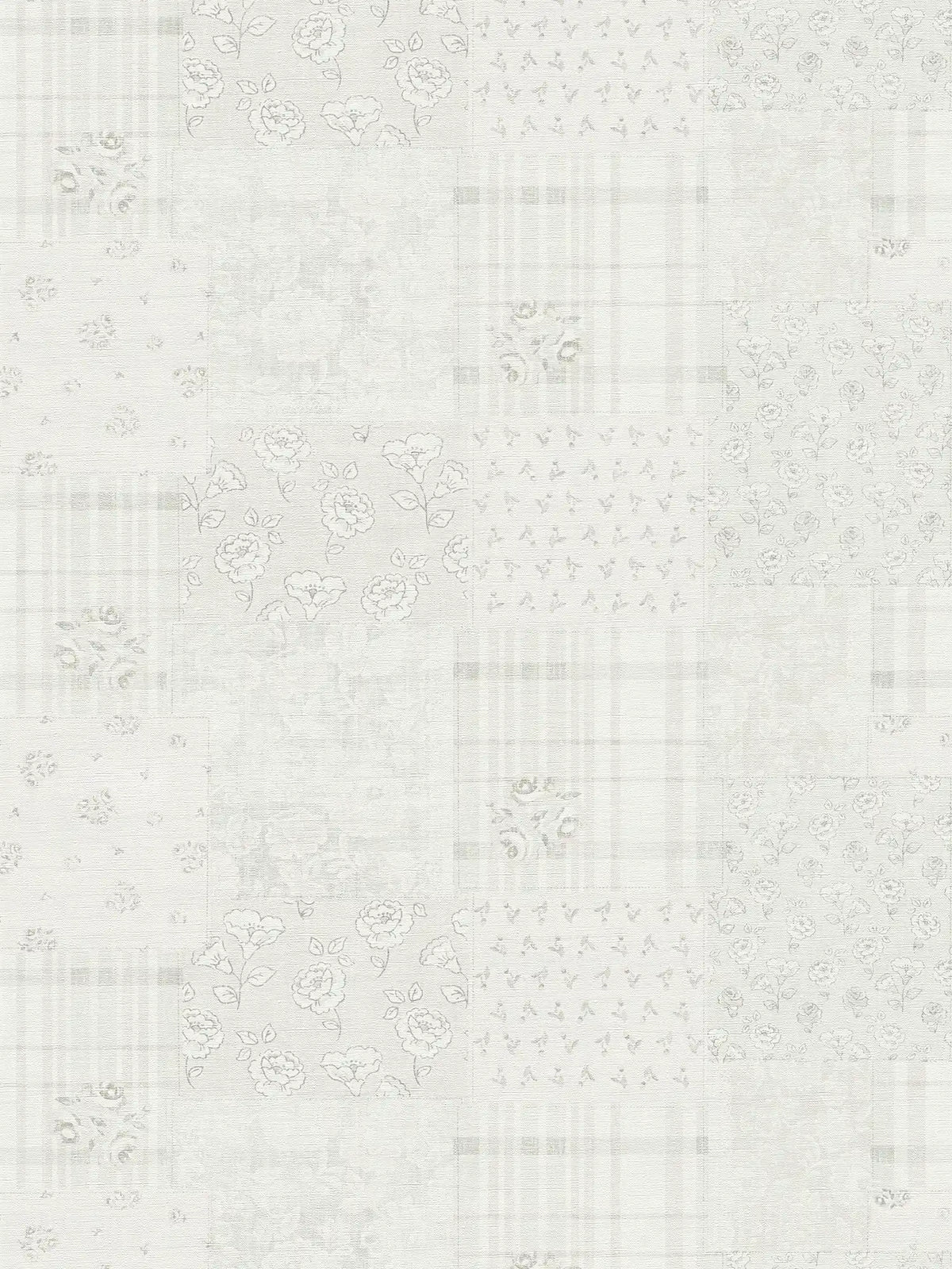 Flat view of the cream & smoked grey pattern repeat of The Trillium Bower | Cream & Smoked Grey Luxe