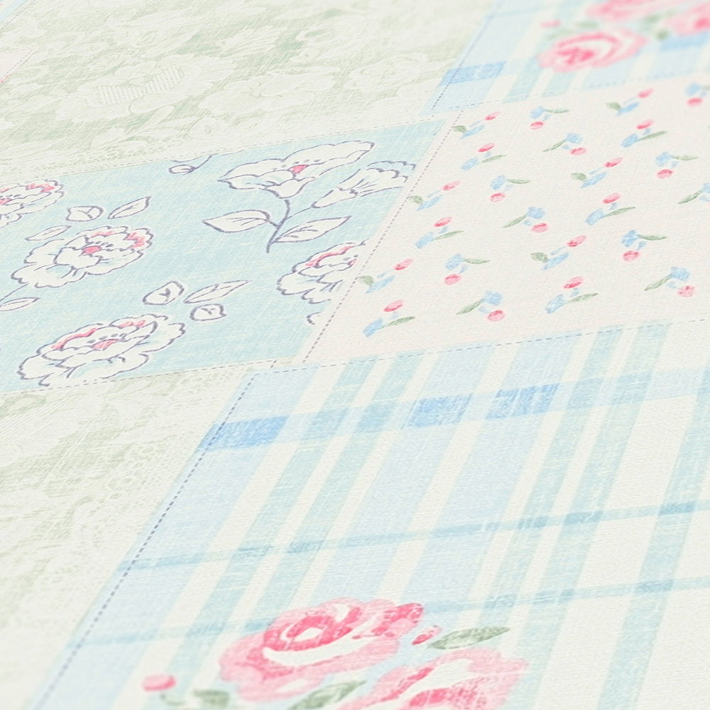 Close up of the surface texture of The Celandine Garden Room | Azure & Cream Luxe in azure & cream