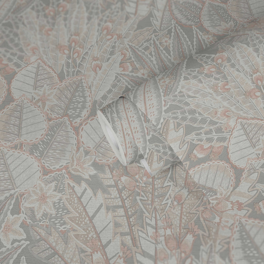 Roll of The Gentian Sitting Room | Warm Beige & Cream Luxe partly unrolled, 0.53 m × 10.05 m