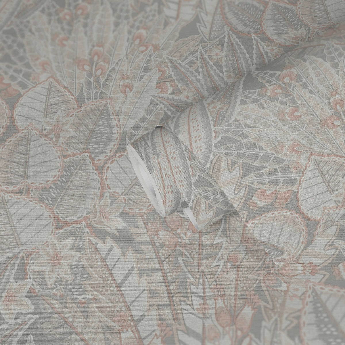 Roll of The Gentian Sitting Room | Warm Beige & Cream Luxe partly unrolled, 0.53 m × 10.05 m