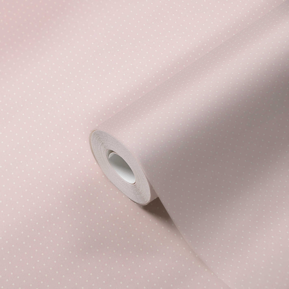 Roll of The Meander Colonnade | Blush & Luminous White Luxe partly unrolled, 0.53 m × 10.05 m