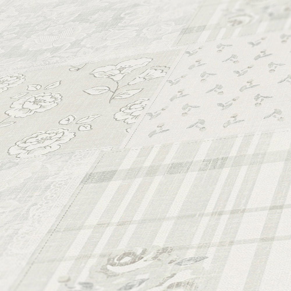 Close up of the surface texture of The Trillium Bower | Cream & Smoked Grey Luxe in cream & smoked grey