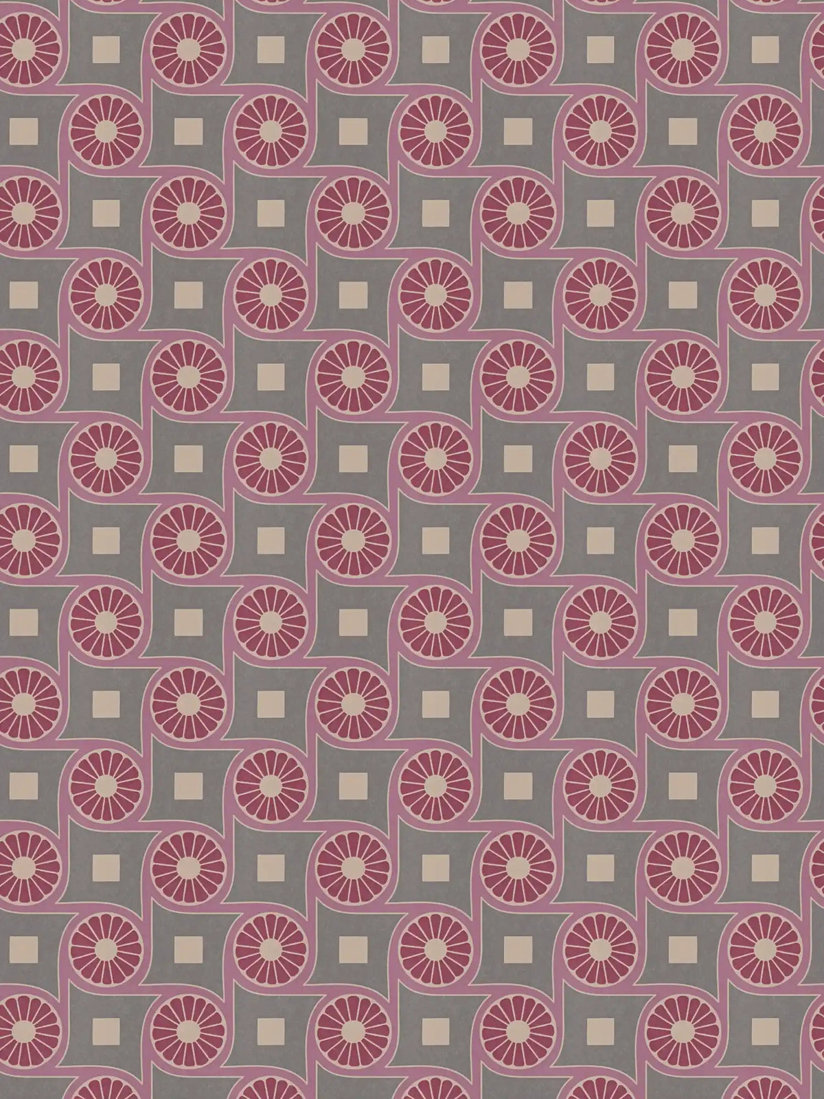 Flat view of the warm beige & smoked grey pattern repeat of The Tessera Passage | Warm Beige & Smoked Grey Luxe