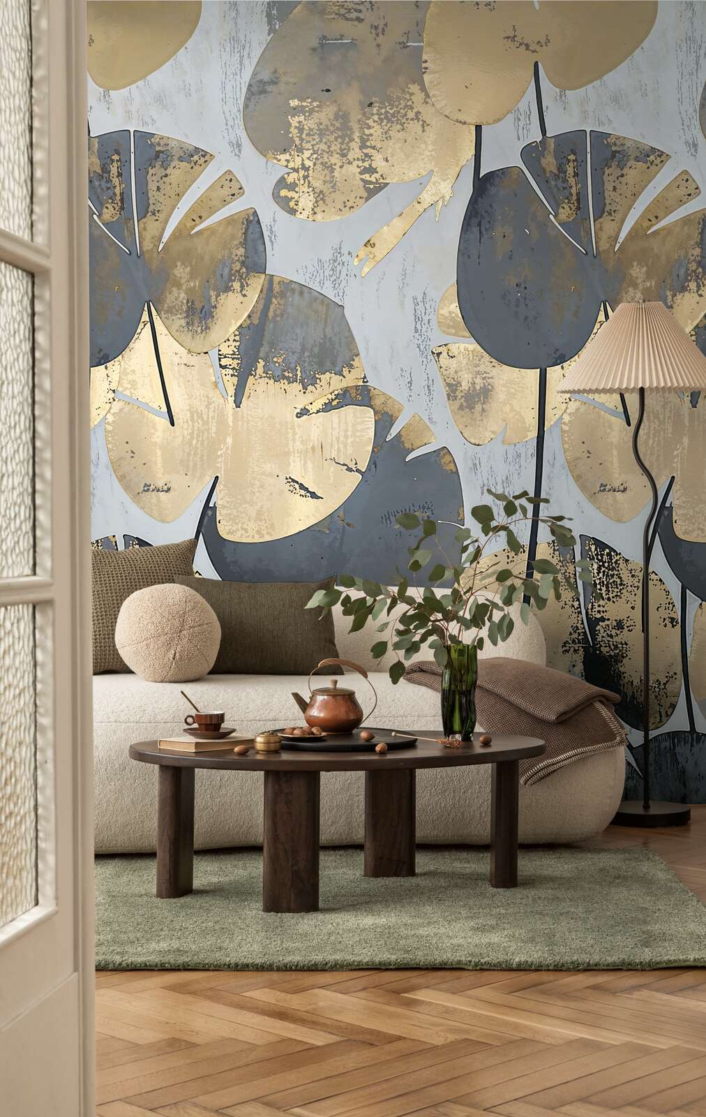 The Lotus Court | Warm Beige & Azure Luxe