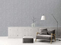 The Kilim Passage | Smoked Grey & Shimmering Silver Luxe wallpaper shown hung on a styled interior wall (official room photo)