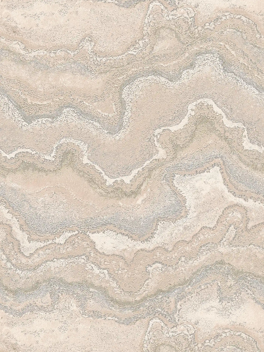 Flat view of the sand and cream travertine wave pattern of The Travertine Tide | Sand Pearl Luxe