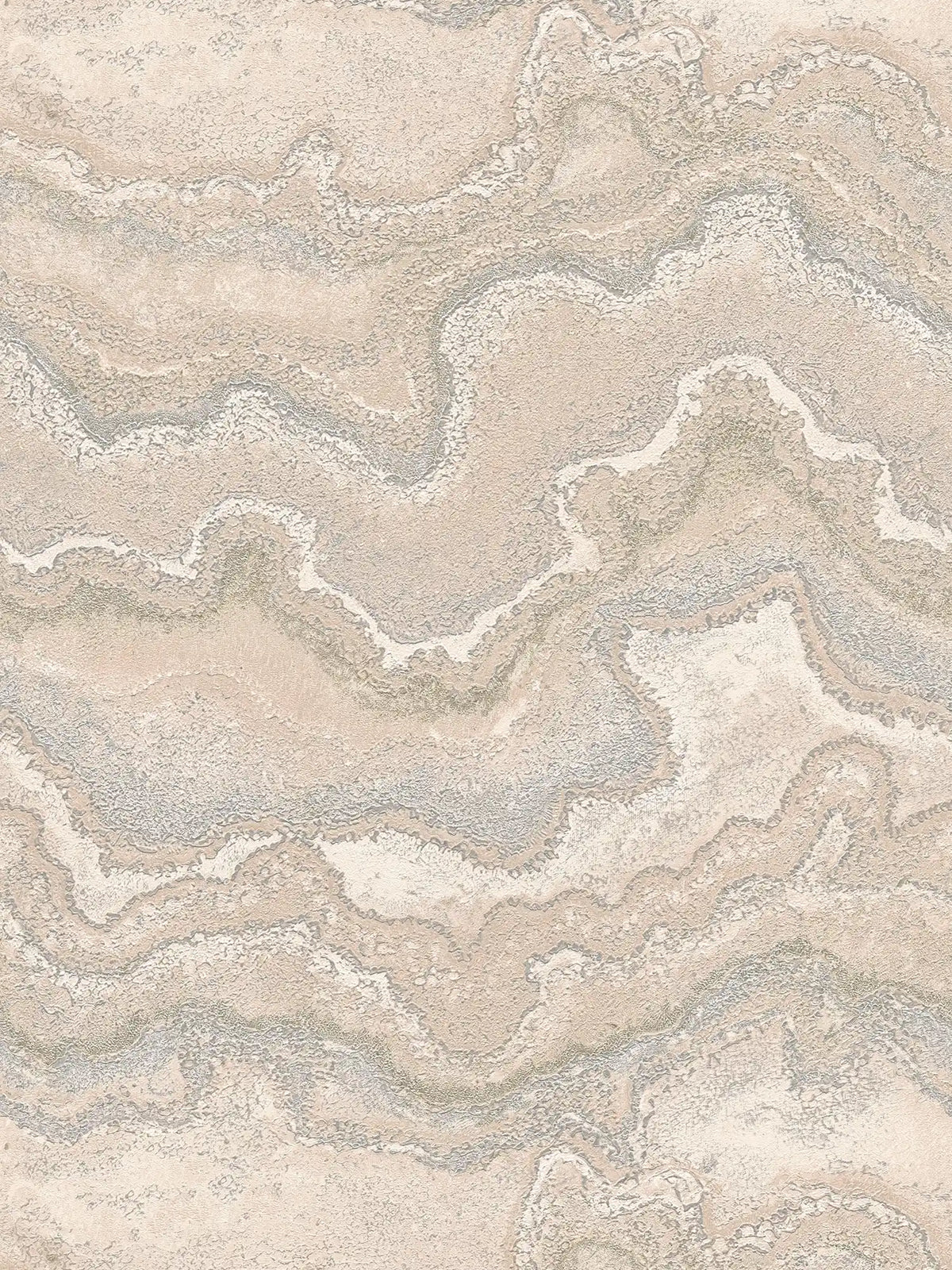 Flat view of the sand and cream travertine wave pattern of The Travertine Tide | Sand Pearl Luxe
