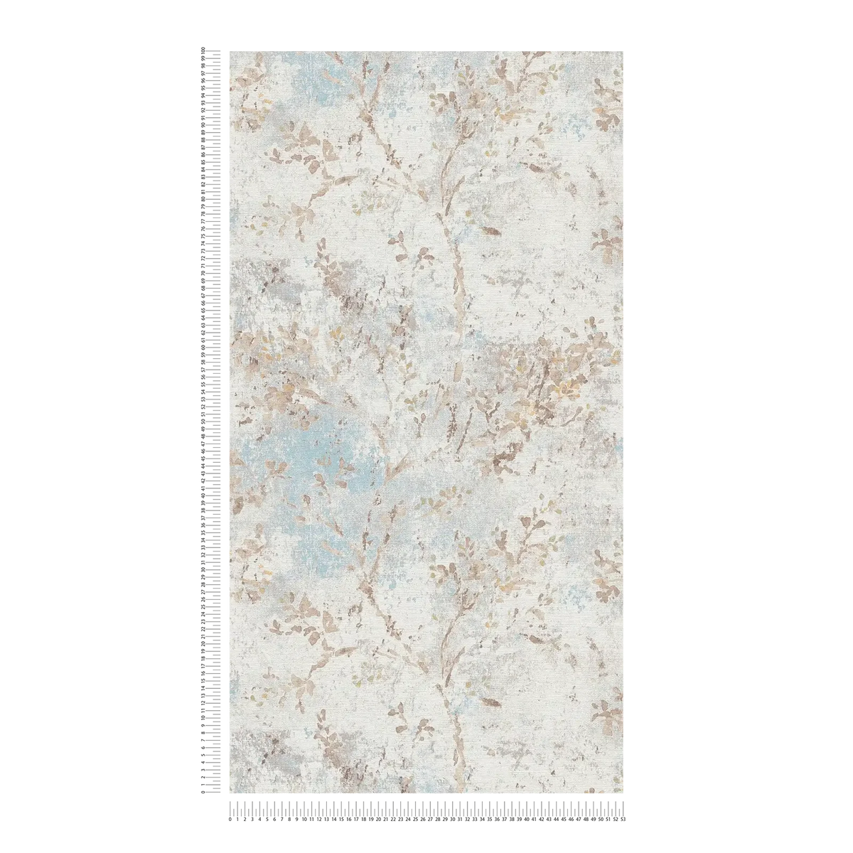 The Watercolour Bloom, watercolour floral wallpaper in azure, taupe and ochre with metallic gold, A.S. Création view 5