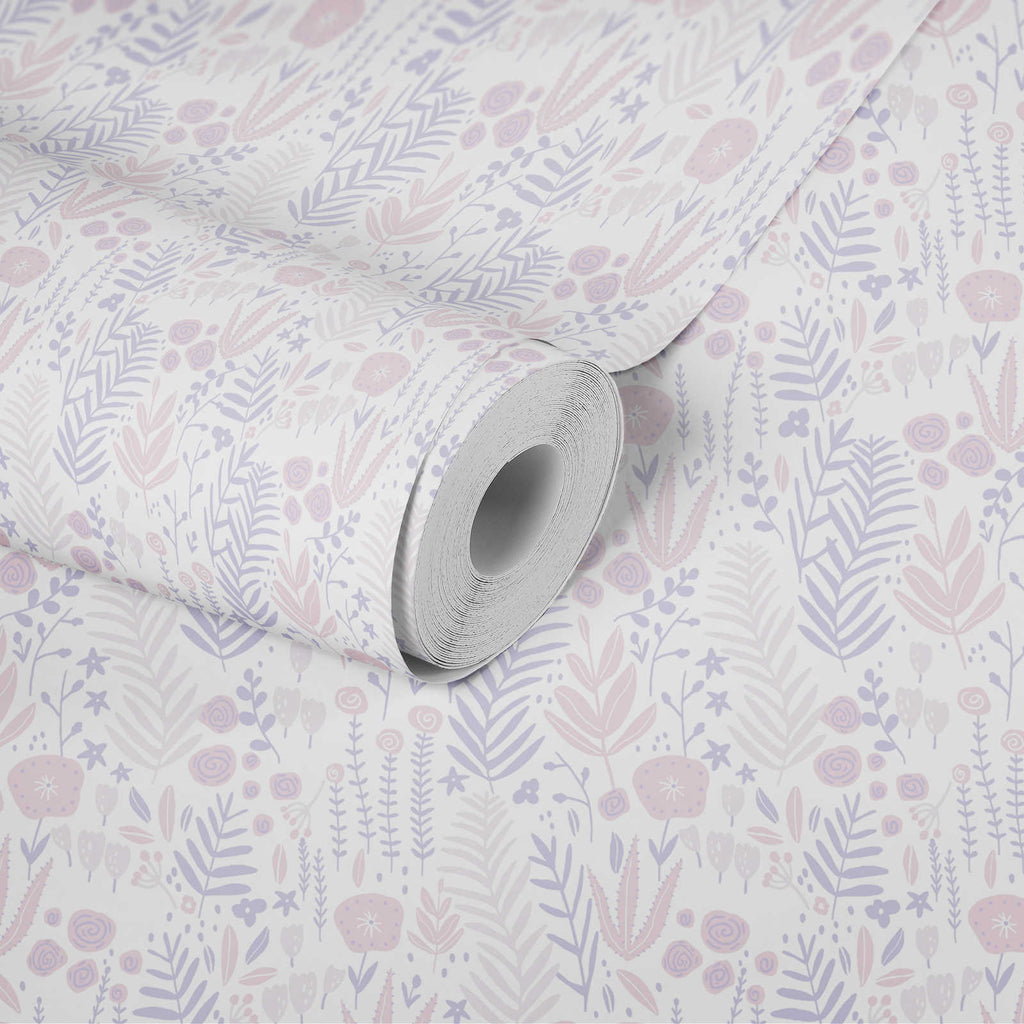 Roll of The Meander Court | Blush & Violet Luxe partly unrolled, 0.53 m × 10.05 m