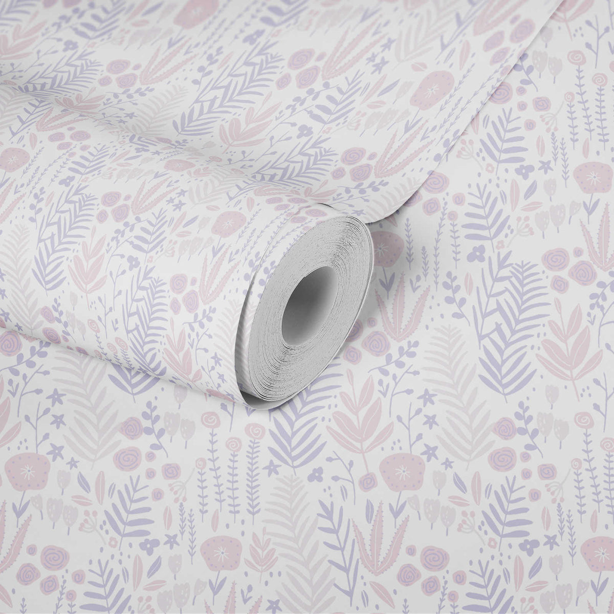 Roll of The Meander Court | Blush & Violet Luxe partly unrolled, 0.53 m × 10.05 m