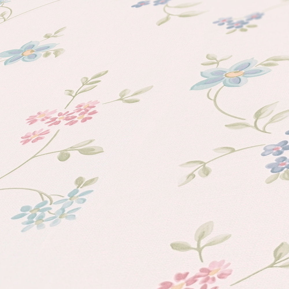 Close up of the surface texture of The Quince Blossom Arbour | Azure & Sage Luxe in azure & sage