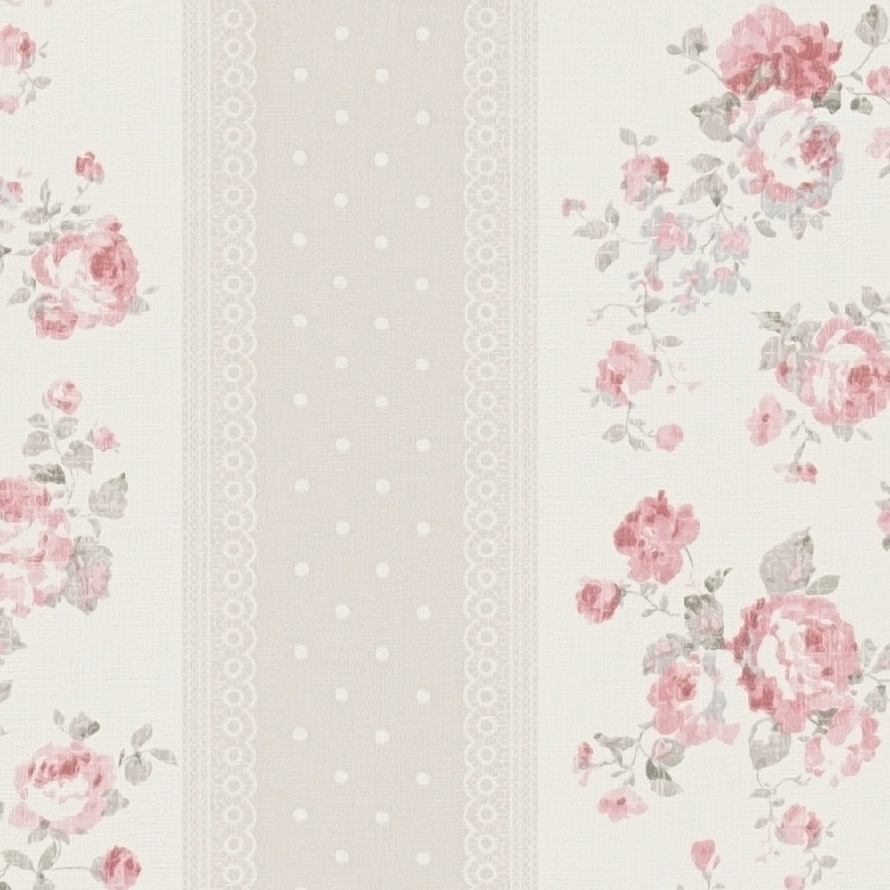 Detail of the design on The Honeywort Arbour | Warm Beige & Blush Luxe, warm beige & blush colourway