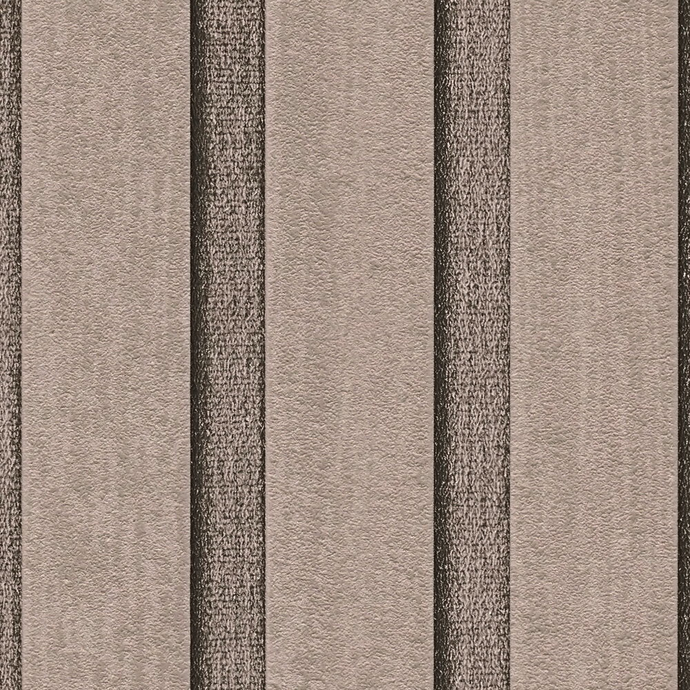 Flat view of the vertical slat pattern of The Fluted Gallery | Driftwood Taupe Luxe in taupe and brown