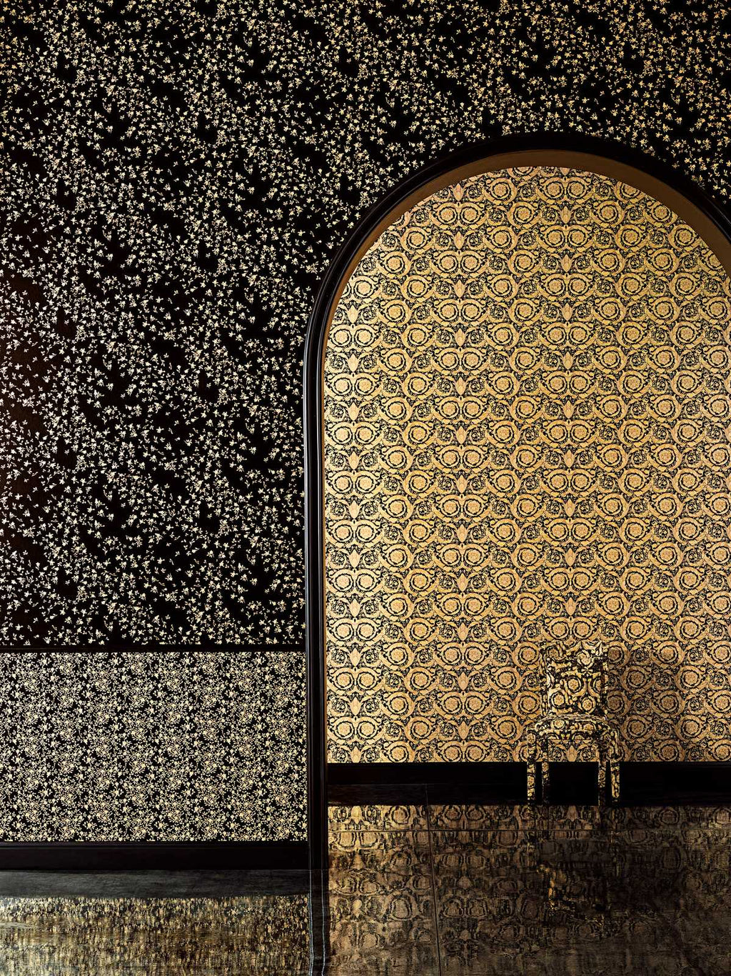 The Bayleaf Atrium | Deep Black & Metallic Gold Luxe