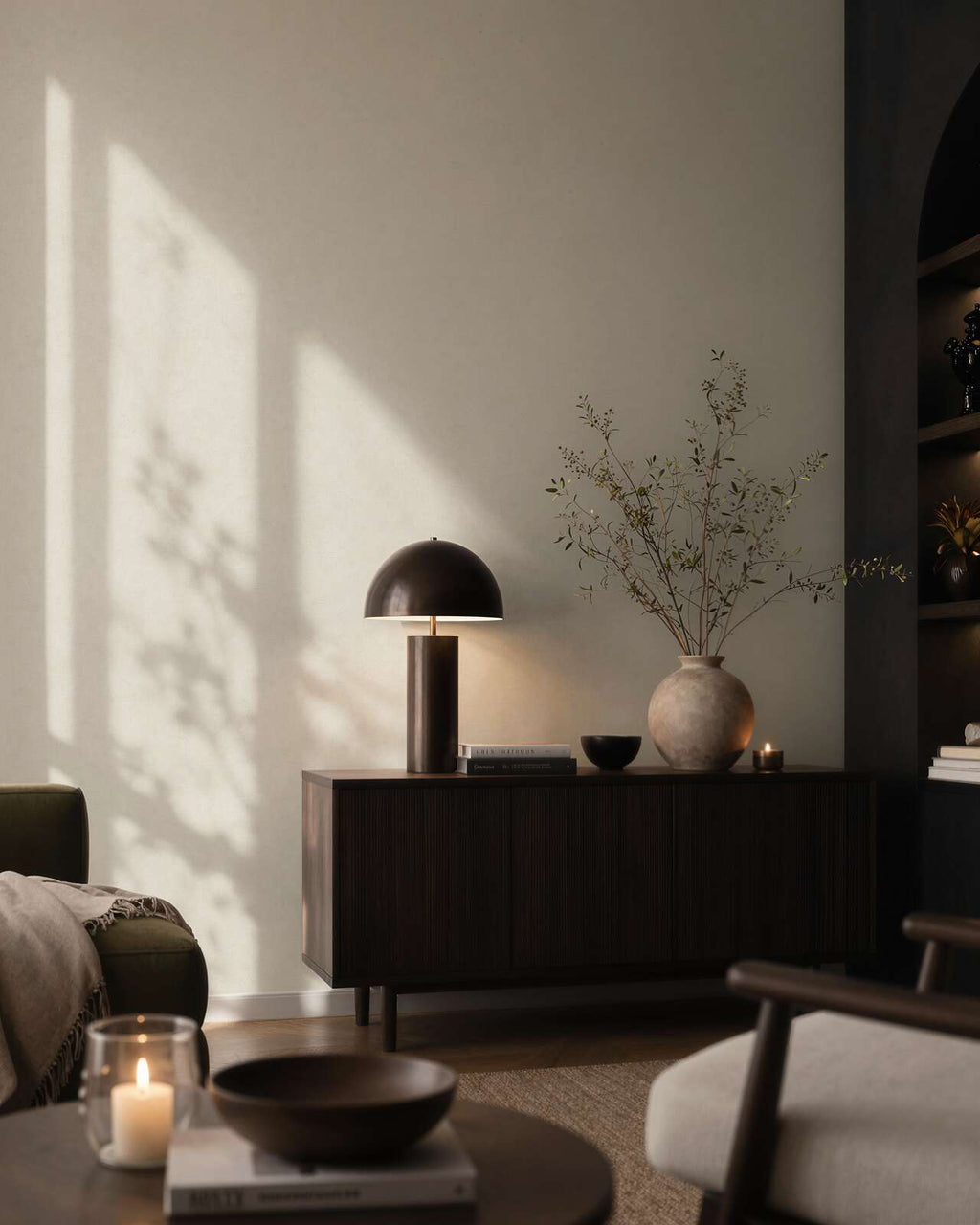 The Mahogany Oratory | Warm Beige & Smoked Grey Luxe
