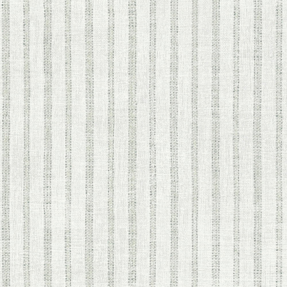 Detail of the pale ground and grey lines of The Hushed Pinstripe | Mist Grey Luxe