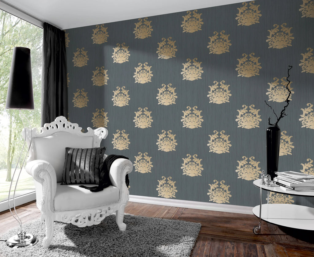 The Veridian Damask | Gold Blue Luxe