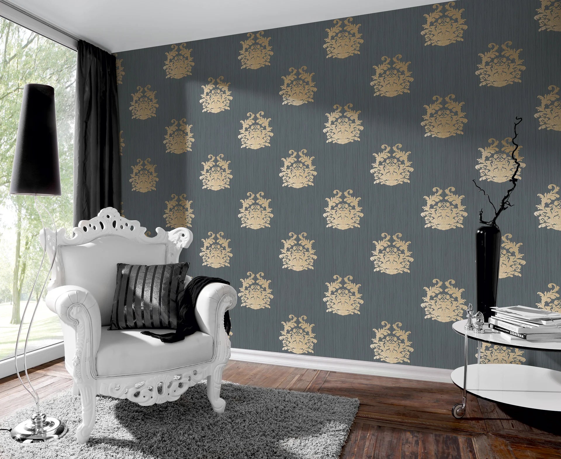 The Veridian Damask | Gold Blue Luxe