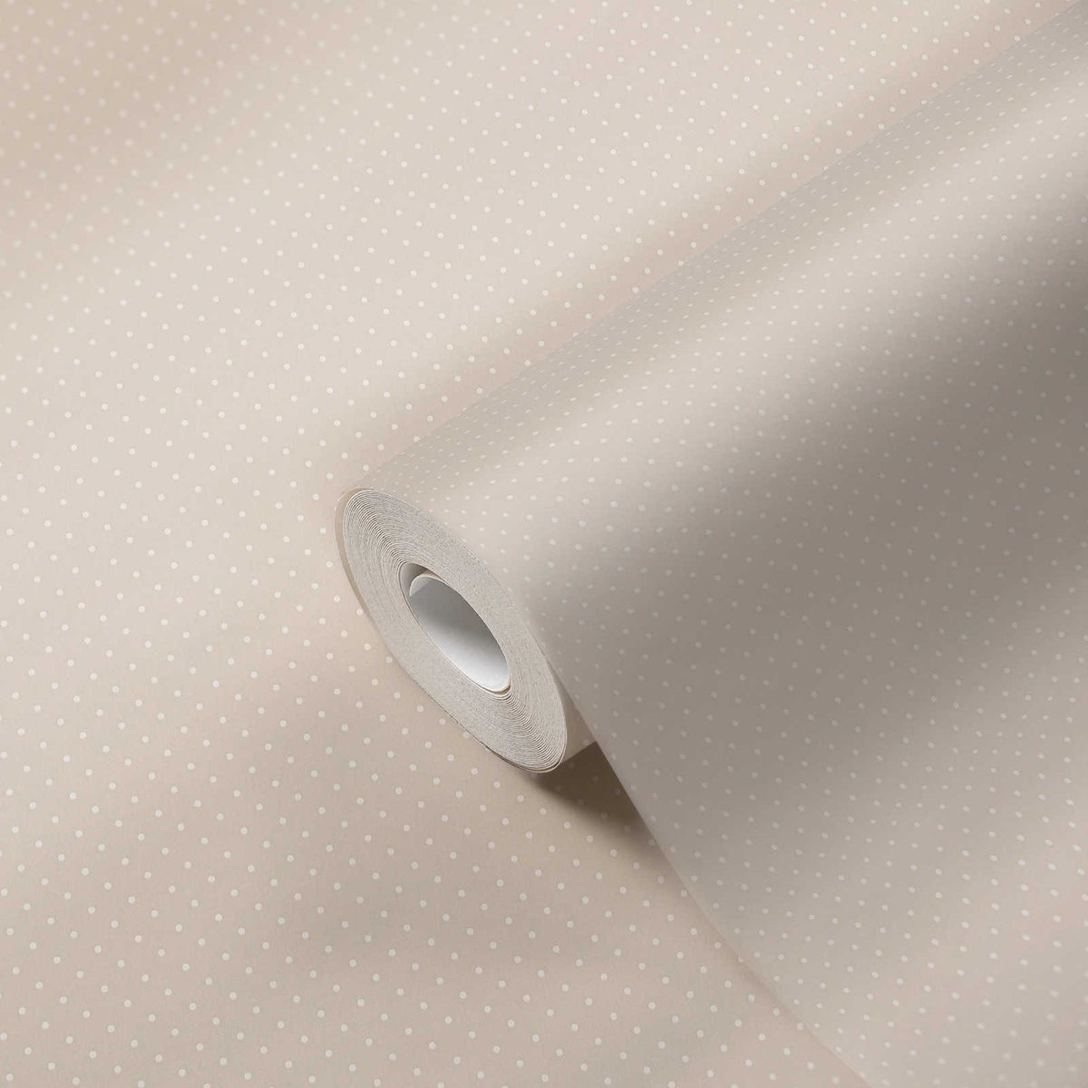 Roll of The Cartouche Landing | Warm Beige & Cream Luxe partly unrolled, 0.53 m × 10.05 m