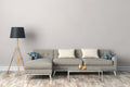 The Dahlia Glasshouse | Azure & Smoked Grey Luxe wallpaper shown hung on a styled interior wall (official room photo)