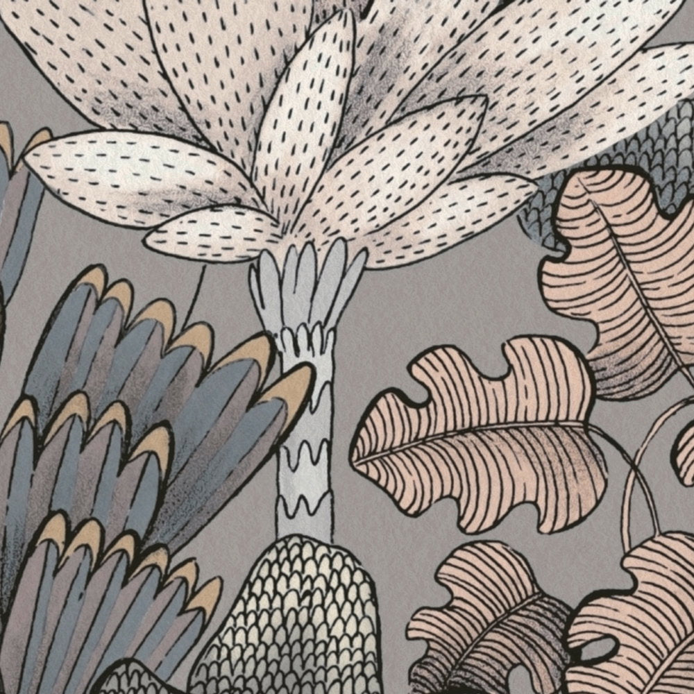 Detail of the coral and slate blue accents on The Understory Atelier | Taupe Grey Luxe