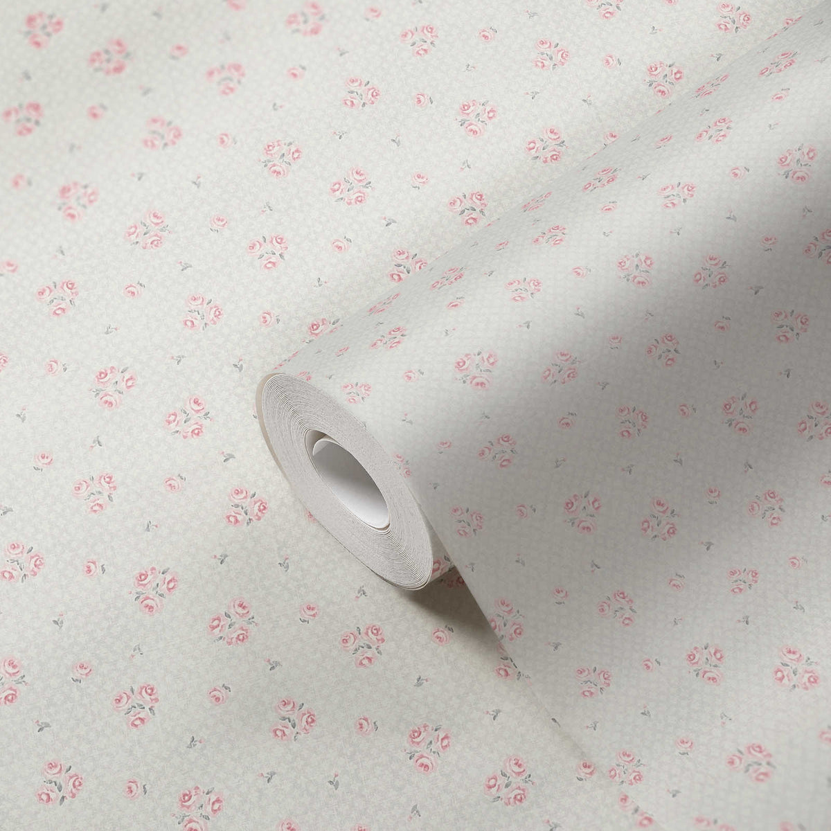 Roll of The Tansy Garden Room | Cream & Smoked Grey Luxe partly unrolled, 0.53 m × 10.05 m