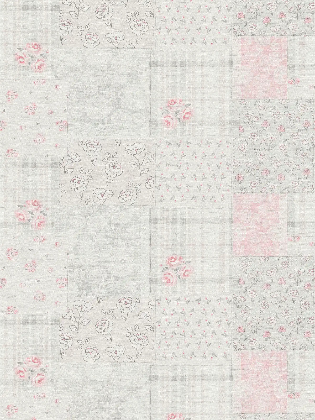 Flat view of the smoked grey & blush pattern repeat of The Hellebore Garden Room | Smoked Grey & Blush Luxe