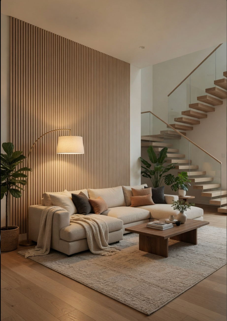 Light-Oak Acoustic Wall Panels