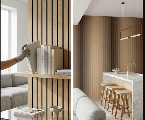 Light-Oak Acoustic Wall Panels
