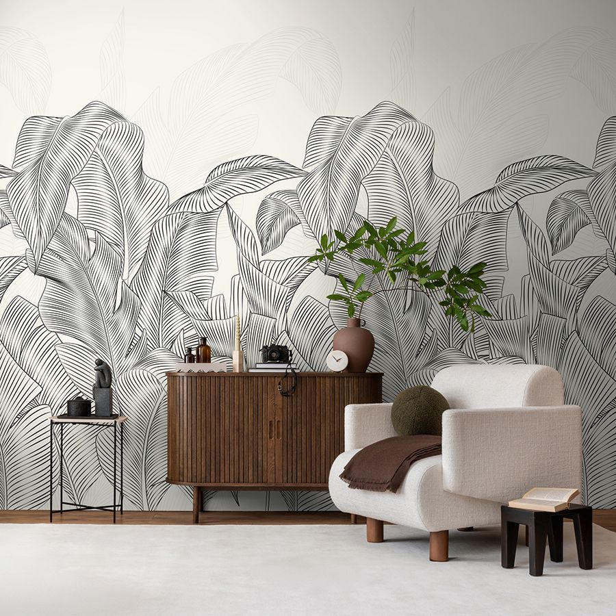 The Tropical Canopy | Monochrome Leaf & Luminous White Luxe