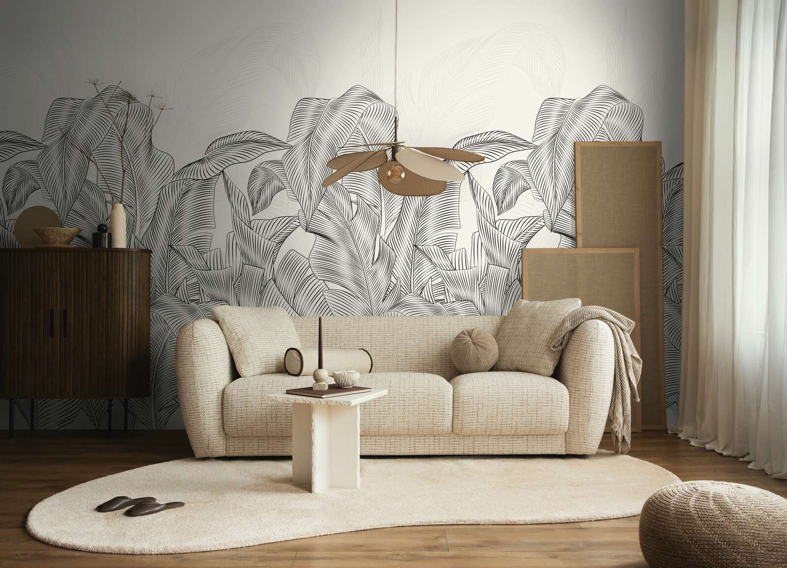 The Tropical Canopy | Monochrome Leaf & Luminous White Luxe