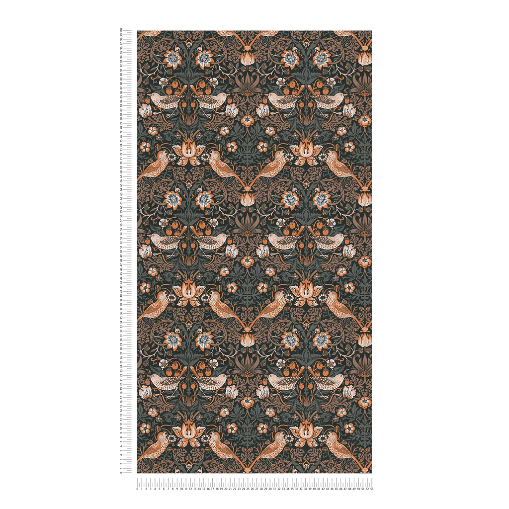 Full length view of the pattern drop of The Agapanthus Conservatory | Deep Black & Smoked Grey Luxe