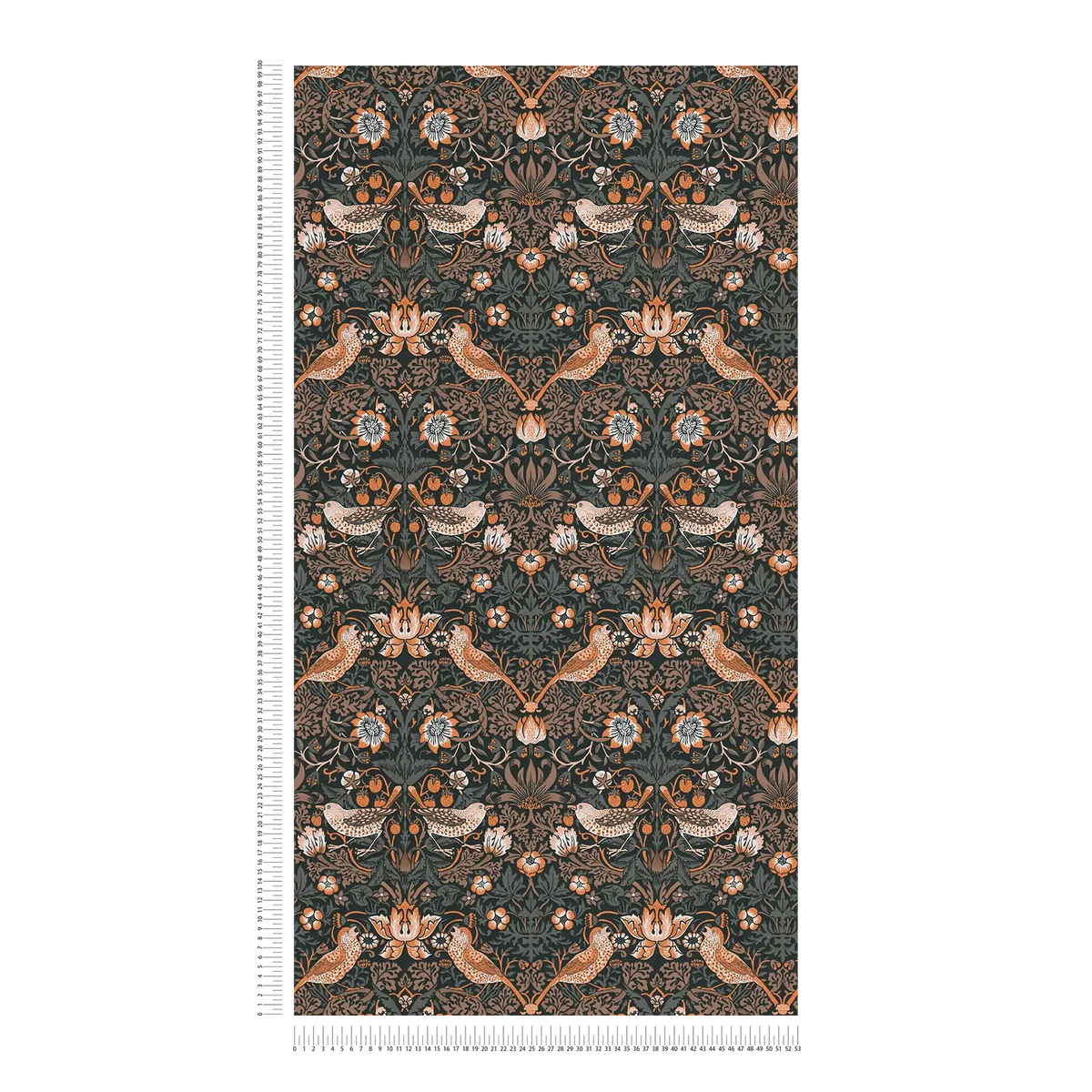 Full length view of the pattern drop of The Agapanthus Conservatory | Deep Black & Smoked Grey Luxe