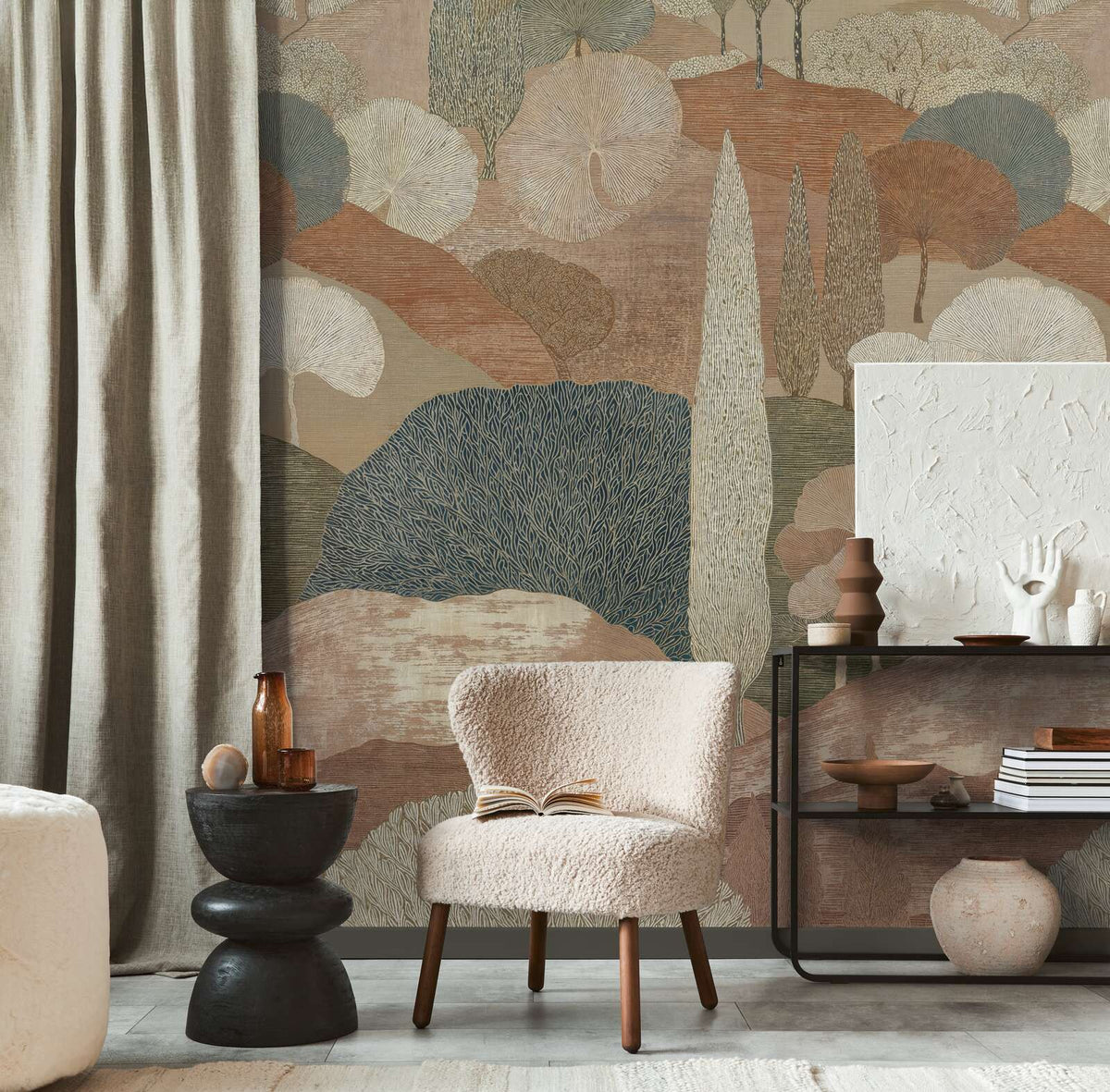The Lotus Court | Azure & Earthy Brown Luxe