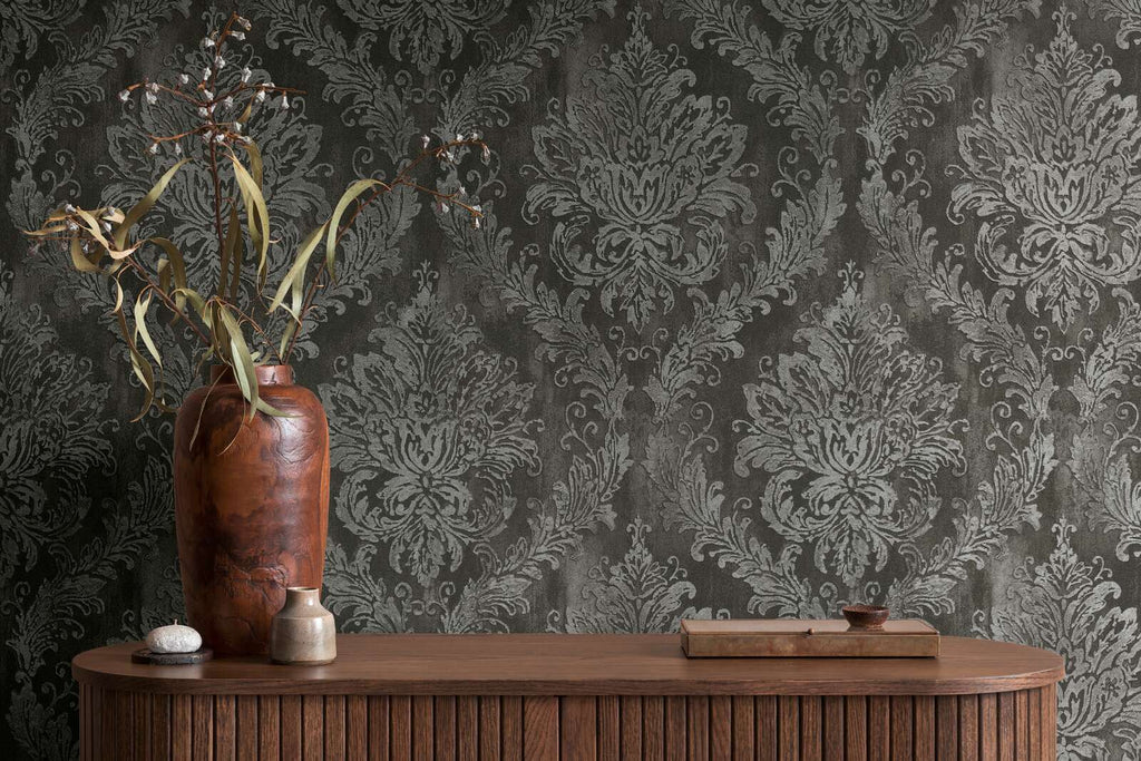 The Noir Arabesque | Charcoal Silver Luxe