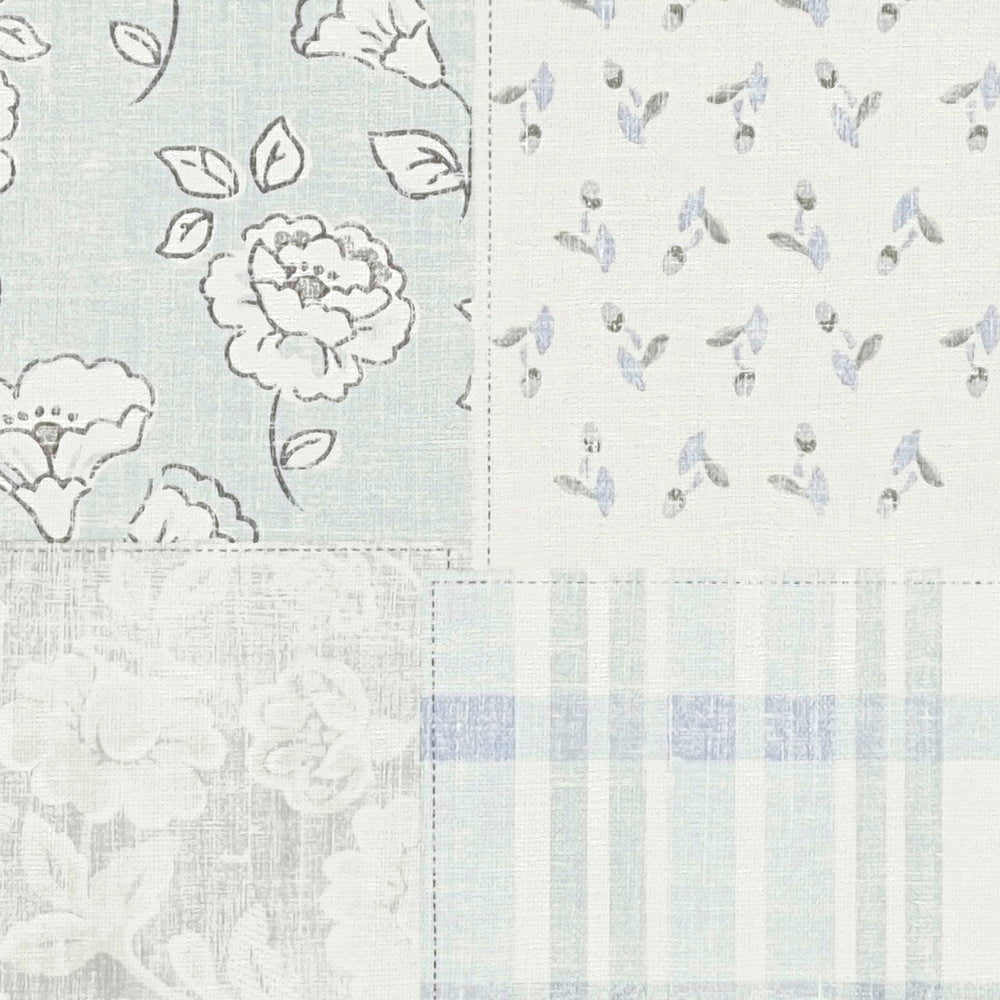 Detail of the design on The Tansy Arbour | Azure & Smoked Grey Luxe, azure & smoked grey colourway