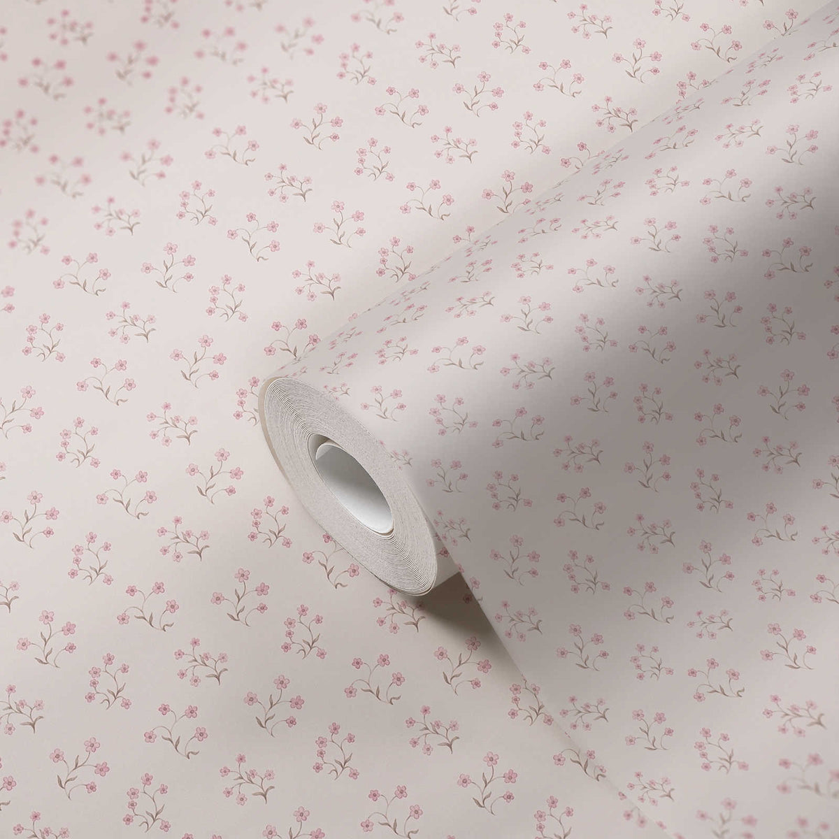 Roll of The Elderflower Garden Room | Cream & Blush Luxe partly unrolled, 0.53 m × 10.05 m