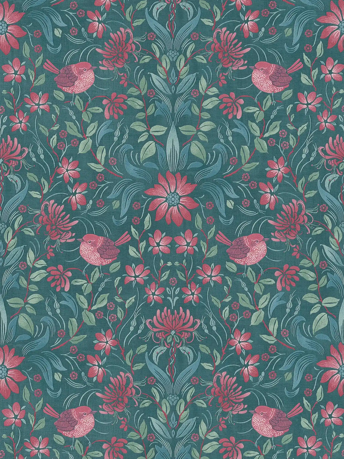 Flat view of the azure & sage pattern repeat of The Borage Conservatory | Azure & Sage Luxe