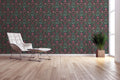 The Agapanthus Arbour | Deep Black & Azure Luxe wallpaper shown hung on a styled interior wall (official room photo)