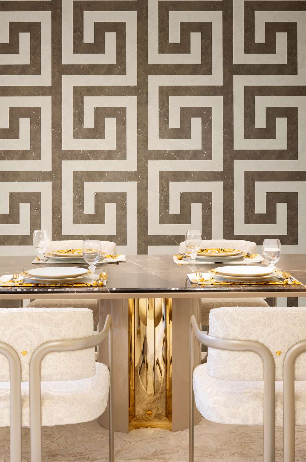 The Versace Greek Key | Earthy Brown & Cream Luxe