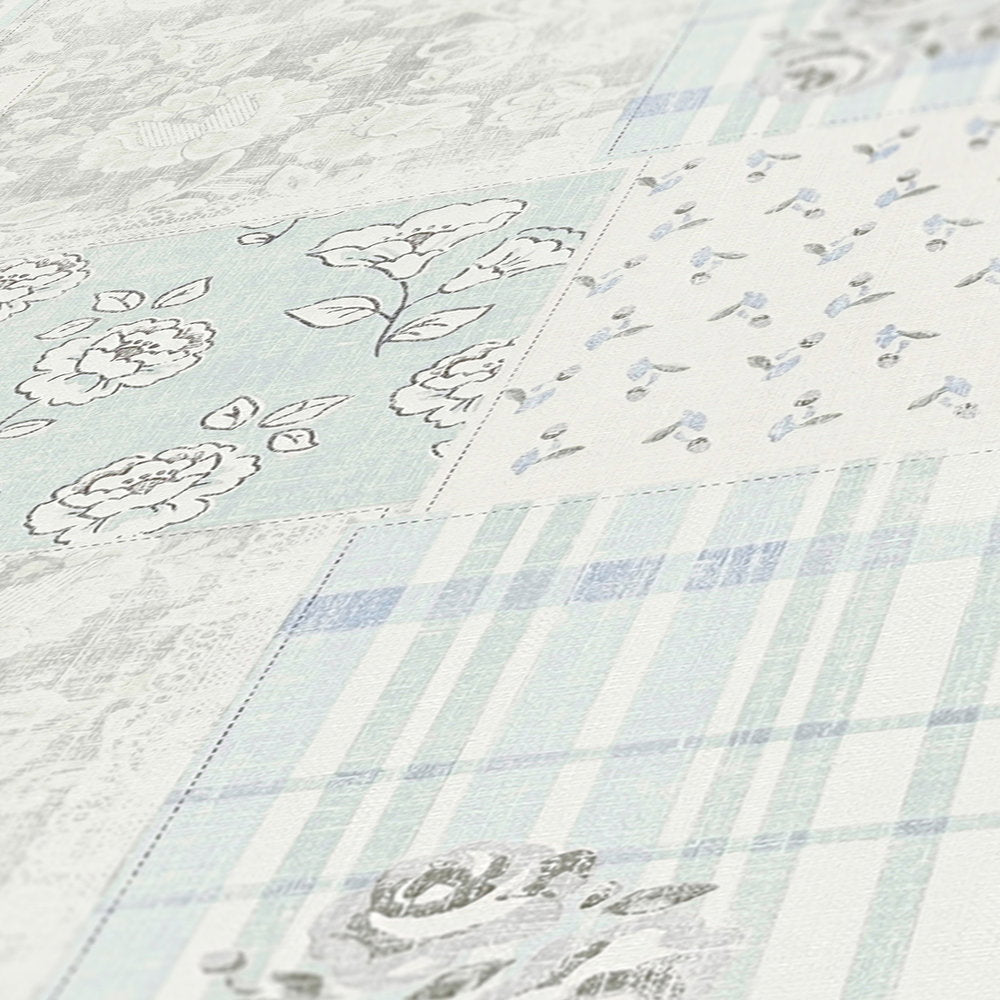 Close up of the surface texture of The Tansy Arbour | Azure & Smoked Grey Luxe in azure & smoked grey