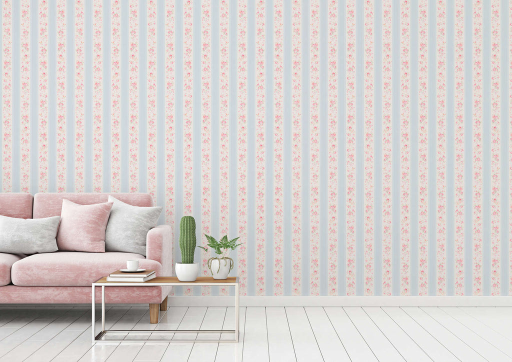 The Ranunculus Sitting Room | Azure & Sage Luxe wallpaper shown hung on a styled interior wall (official room photo)